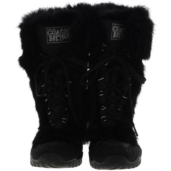 Rabbit fur lined coach booties. - Picture 7 of 7